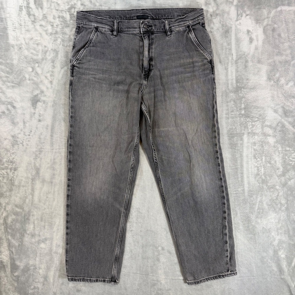 Uniqlo Relaxed Straight Leg Jeans Men's Size L Large Gray Denim Pants